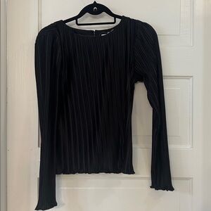 LOFT Black Pleated Blouse